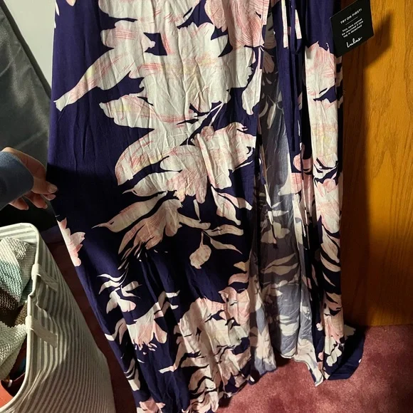 Lulus Azalea Regalia Navy Blue Floral Print Wrap Maxi Dress - Picture 5 of 6